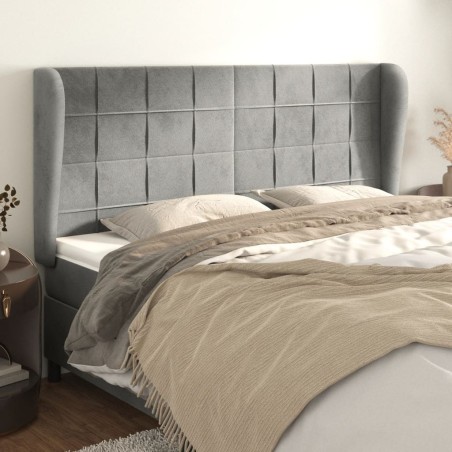 Tête de lit avec oreilles Gris clair 163x23x118/128 cm Velours 