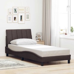 Cadre de lit sans matelas marron foncé 90x200 cm tissu 