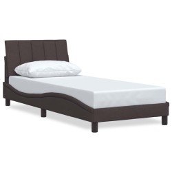 Cadre de lit sans matelas marron foncé 90x200 cm tissu 