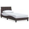 Cadre de lit sans matelas marron foncé 90x200 cm tissu 