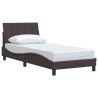 Cadre de lit sans matelas marron foncé 90x200 cm tissu 