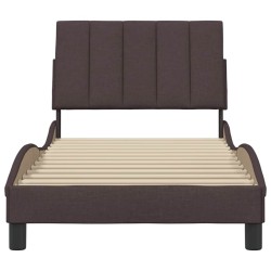 Cadre de lit sans matelas marron foncé 90x200 cm tissu 