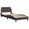 Cadre de lit sans matelas marron foncé 90x200 cm tissu 