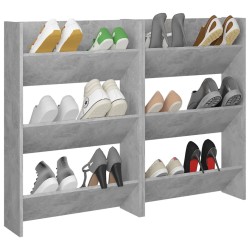 Armoires à chaussures murales 2 pcs Gris béton 60x18x90 cm 