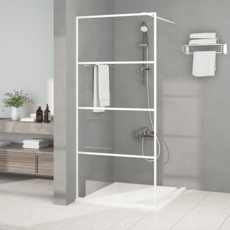 Paroi de douche Blanc 90x195 cm Verre ESG transparent 