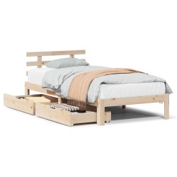 Cadre de lit avec tiroirs sans matelas 100x200 cm 