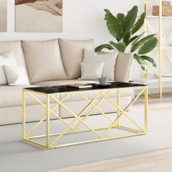Table basse 110x45x45 cm acier inoxydable et verre 