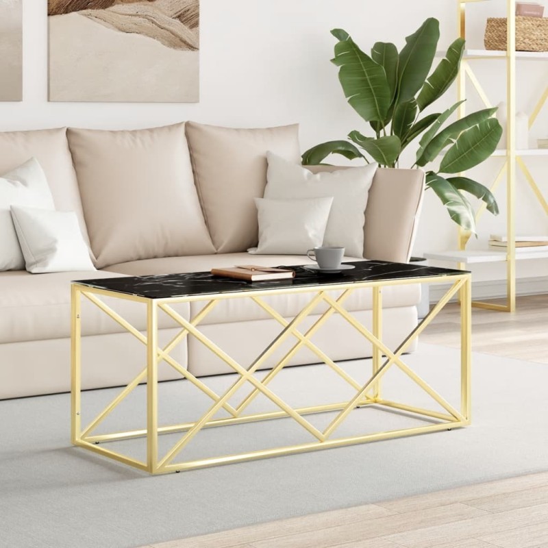 Table basse 110x45x45 cm acier inoxydable et verre Table basse 110x45x45 cm acier inoxydable et verre