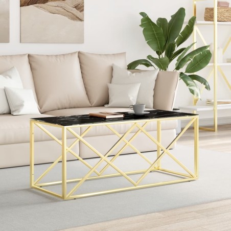 Table basse 110x45x45 cm acier inoxydable et verre 