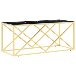Table basse 110x45x45 cm acier inoxydable et verre 