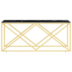 Table basse 110x45x45 cm acier inoxydable et verre 