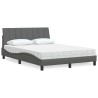 Lit avec matelas gris foncé 140x200 cm tissu 