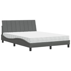 Lit avec matelas gris foncé 140x200 cm tissu 