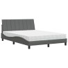 Lit avec matelas gris foncé 140x200 cm tissu 