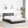 Lit avec matelas gris foncé 140x200 cm tissu 
