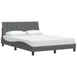 Lit avec matelas gris foncé 140x200 cm tissu 