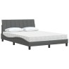 Lit avec matelas gris foncé 140x200 cm tissu 