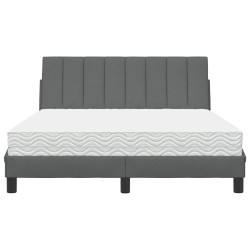 Lit avec matelas gris foncé 140x200 cm tissu 