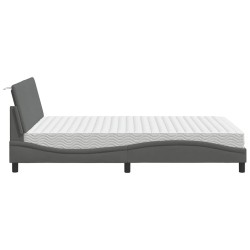 Lit avec matelas gris foncé 140x200 cm tissu 