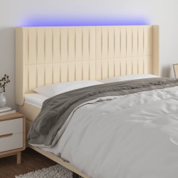 Tête de lit à LED Crème 163x16x118/128 cm Tissu 