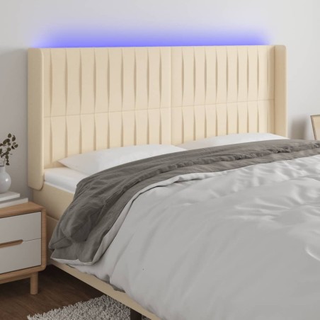 Tête de lit à LED Crème 163x16x118/128 cm Tissu 