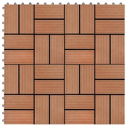 Carreau de terrasse 11 pcs WPC 30 x 30 cm 1 m² Couleur Teck 