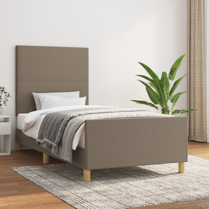 Cadre de lit sans matelas taupe 90x190 cm tissu 