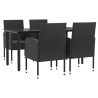 Ensemble à manger de jardin 5 pcs noir résine tressée et acier 