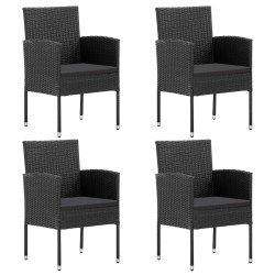Ensemble à manger de jardin 5 pcs noir résine tressée et acier 