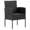 Ensemble à manger de jardin 5 pcs noir résine tressée et acier 