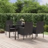 Ensemble à manger de jardin coussins 5pcs Noir Résine tressée 
