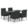 Ensemble à manger de jardin coussins 5pcs Noir Résine tressée 
