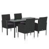 Ensemble à manger de jardin coussins 5pcs Noir Résine tressée 