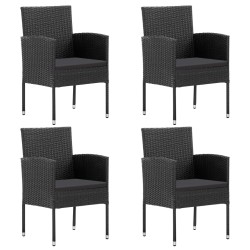 Ensemble à manger de jardin coussins 5pcs Noir Résine tressée 
