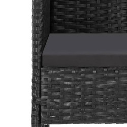 Ensemble à manger de jardin coussins 5pcs Noir Résine tressée 