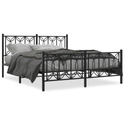 Cadre de lit métal sans matelas avec pied de lit noir 160x200cm 