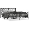 Cadre de lit métal sans matelas avec pied de lit noir 160x200cm 