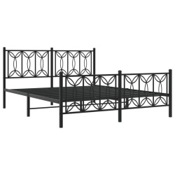 Cadre de lit métal sans matelas avec pied de lit noir 160x200cm 