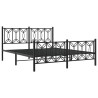 Cadre de lit métal sans matelas avec pied de lit noir 160x200cm 