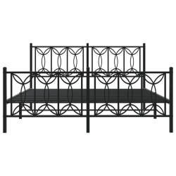Cadre de lit métal sans matelas avec pied de lit noir 160x200cm 