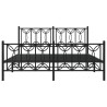 Cadre de lit métal sans matelas avec pied de lit noir 160x200cm 