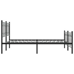 Cadre de lit métal sans matelas avec pied de lit noir 160x200cm 