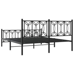 Cadre de lit métal sans matelas avec pied de lit noir 160x200cm 