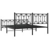 Cadre de lit métal sans matelas avec pied de lit noir 160x200cm 