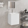Armoire lavabo de salle de bain avec bassin et miroir Blanc 