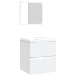 Armoire lavabo de salle de bain avec bassin et miroir Blanc 