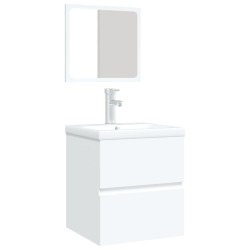 Armoire lavabo de salle de bain avec bassin et miroir Blanc 