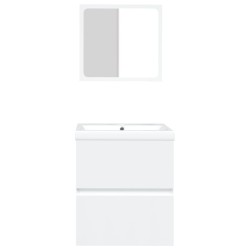 Armoire lavabo de salle de bain avec bassin et miroir Blanc 