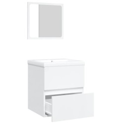 Armoire lavabo de salle de bain avec bassin et miroir Blanc 