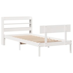 Cadre de lit sans matelas blanc 90x190 cm bois de pin massif 